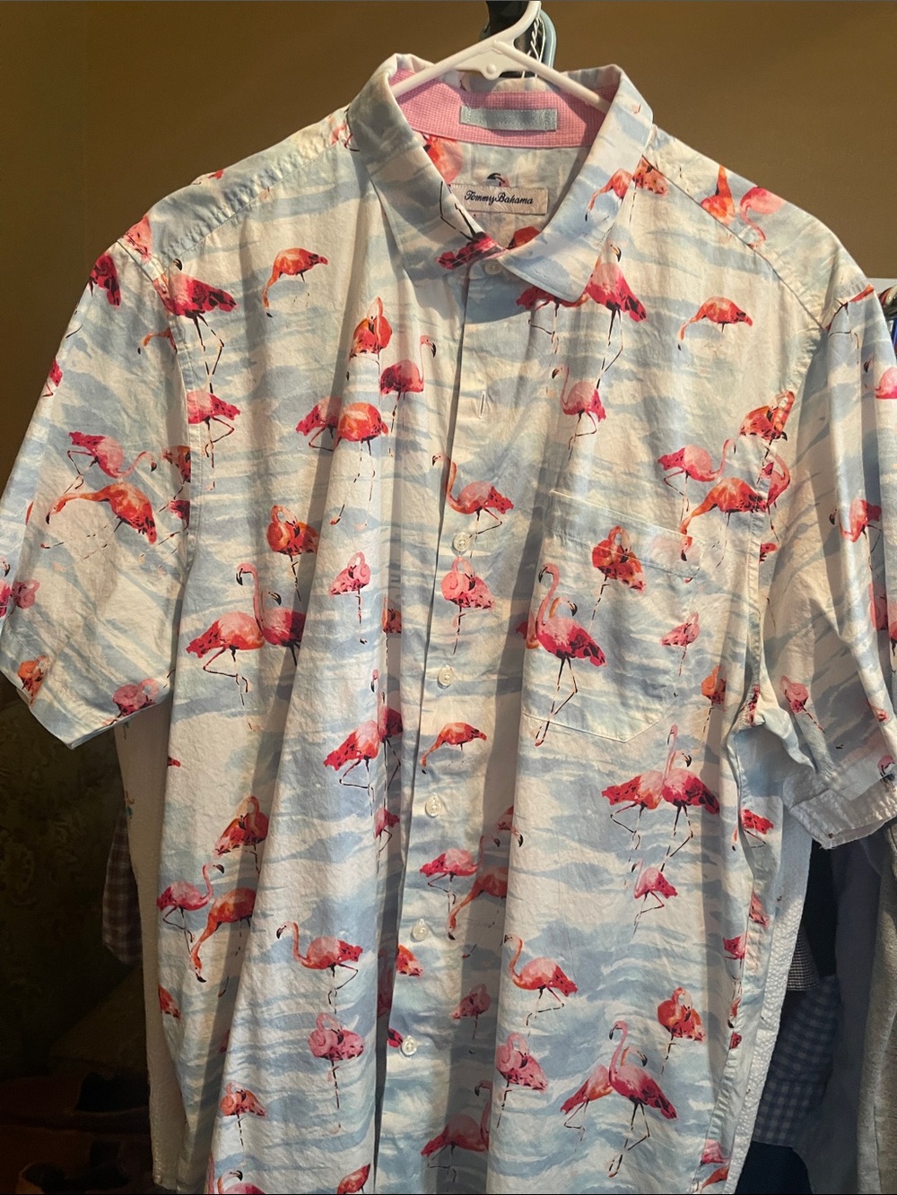 Tommy Bahama Light Blue Short-Sleeve Flamingo Button-Down Shirt